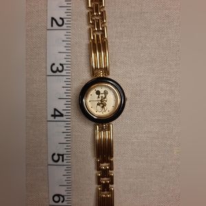 Disney Time Works Gold Tone Mickey Mouse Watch -Japan